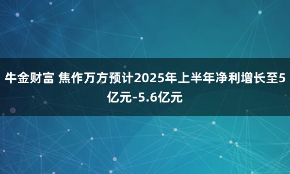 牛金财富 焦作万方预计2025年上半年净利增长至5亿元-5.6亿元