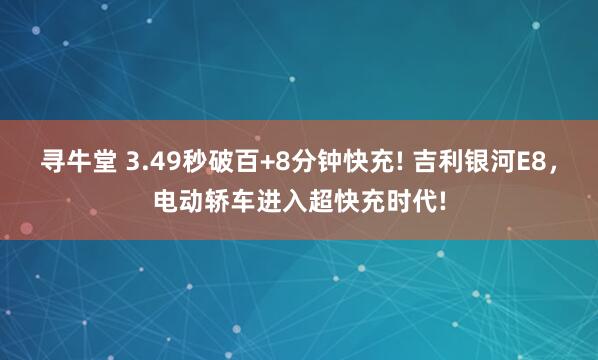 寻牛堂 3.49秒破百+8分钟快充! 吉利银河E8，电动轿车进入超快充时代!