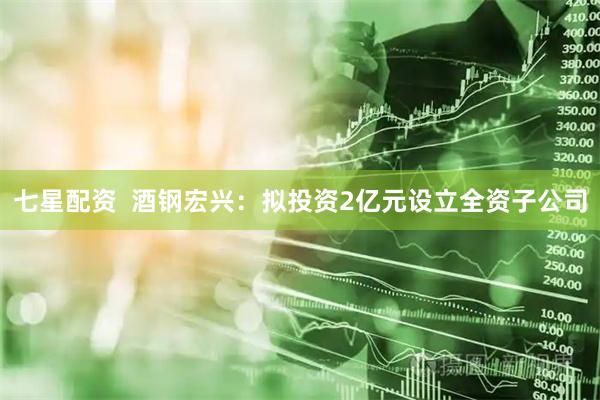 七星配资  酒钢宏兴：拟投资2亿元设立全资子公司